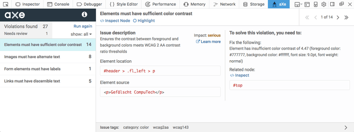 Axe accessibility testing addon example