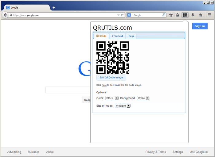 QR code generator add-on example