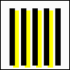 Comparison of the stability of the spatial localization of yellow vs. red. Both are roughly isoluminant with their backgrounds. The misalignment and gap between the chromatic bars and black bars is physically the same for the yellow and red but much less visually obvious for the yellow.