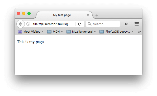 Una sencilla página HTML que dice esta es mi página