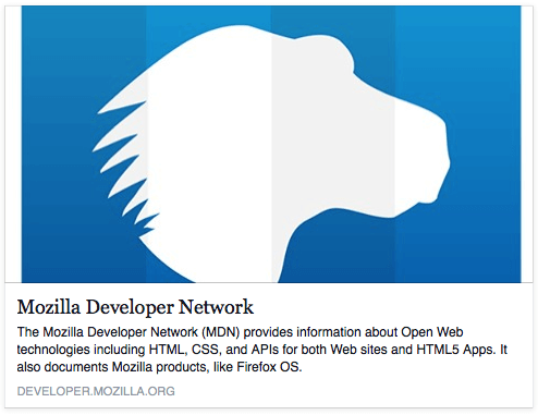 MDN ホームページの Open Graph プロトコルデータを facebook で表示し、画像、タイトル、説明文を表示しています。