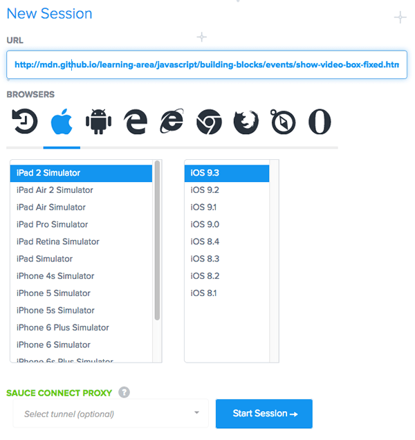 选择 sauce manual session